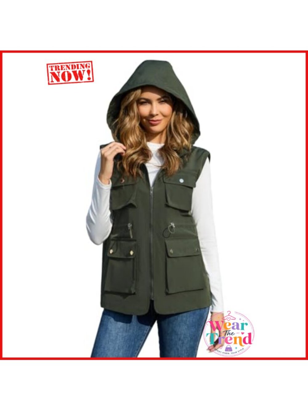Packable Military Utility Vest Waterproof Windbreaker Cargo Hooded